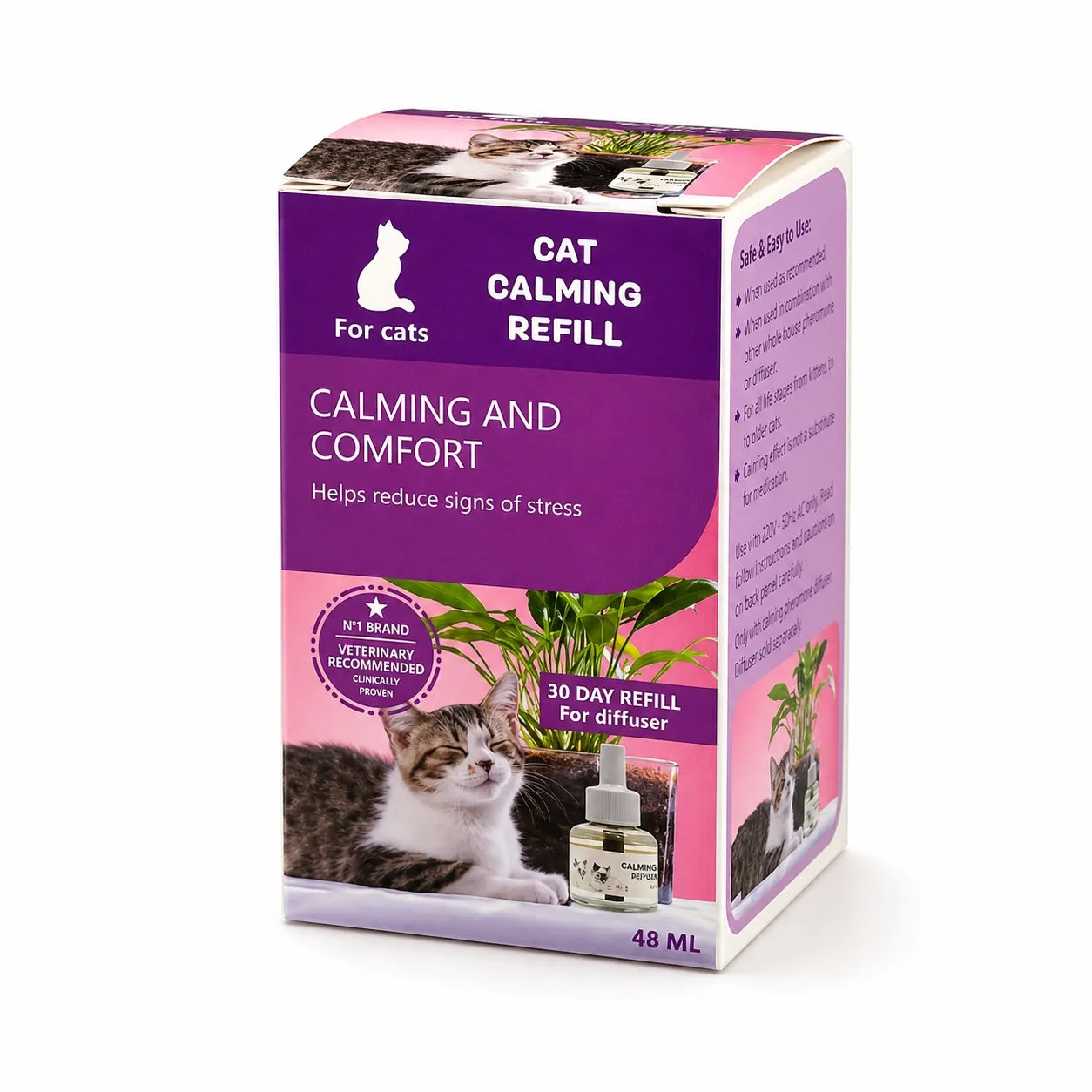 Phéromone chat diffuseur 48 ml - Recharge apaisante 30 jours
