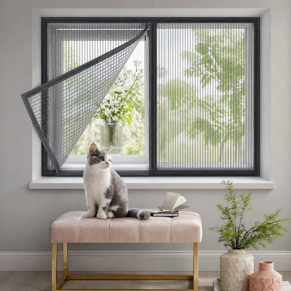 Protection fenêtre pour chats - Maille anti-griffures velcro