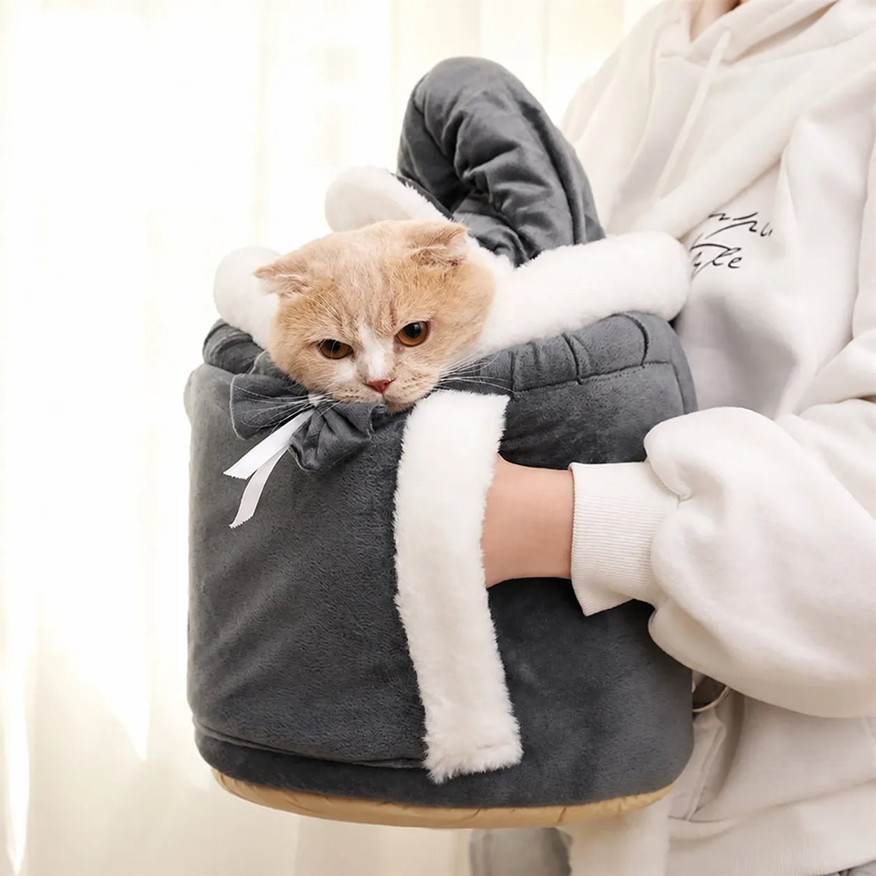 Sac a dos chat en velours douillet - Coupe-vent 3 tailles