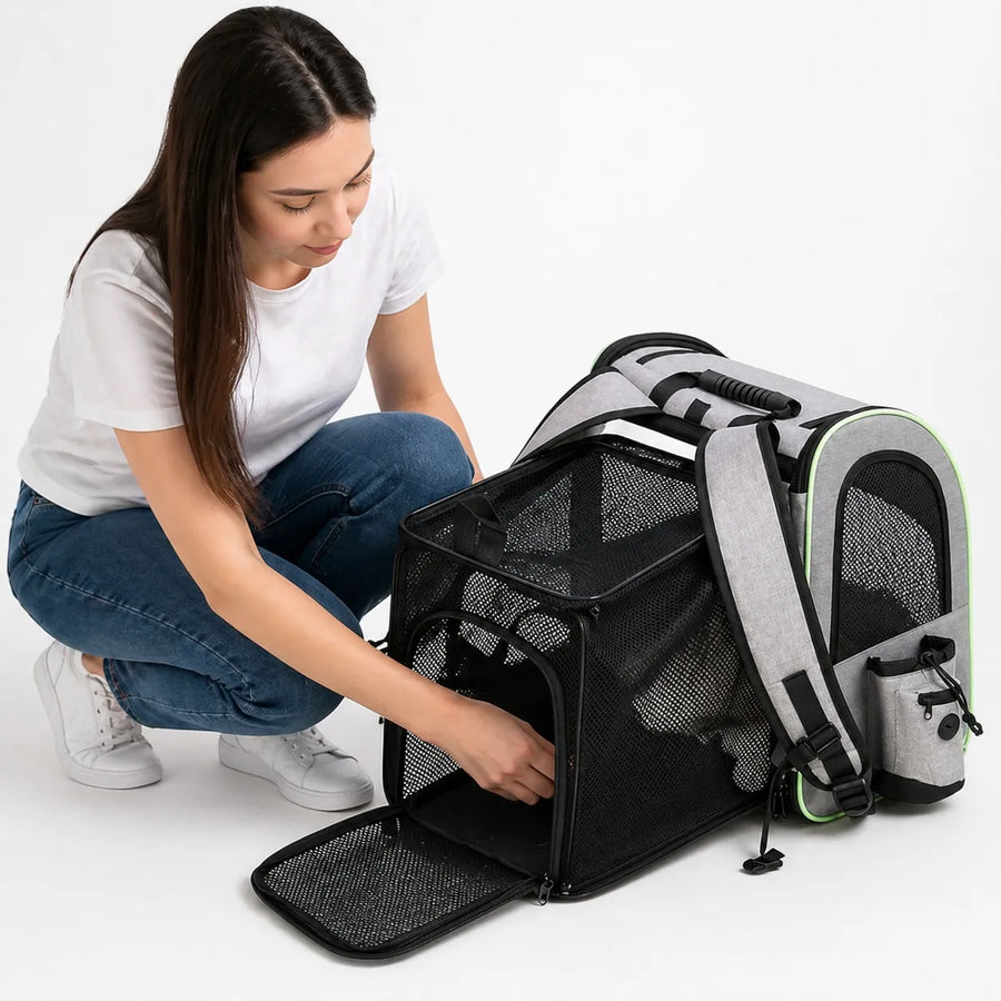 Sac à dos chat extensible - Housse d'ombrage et mesh respirant