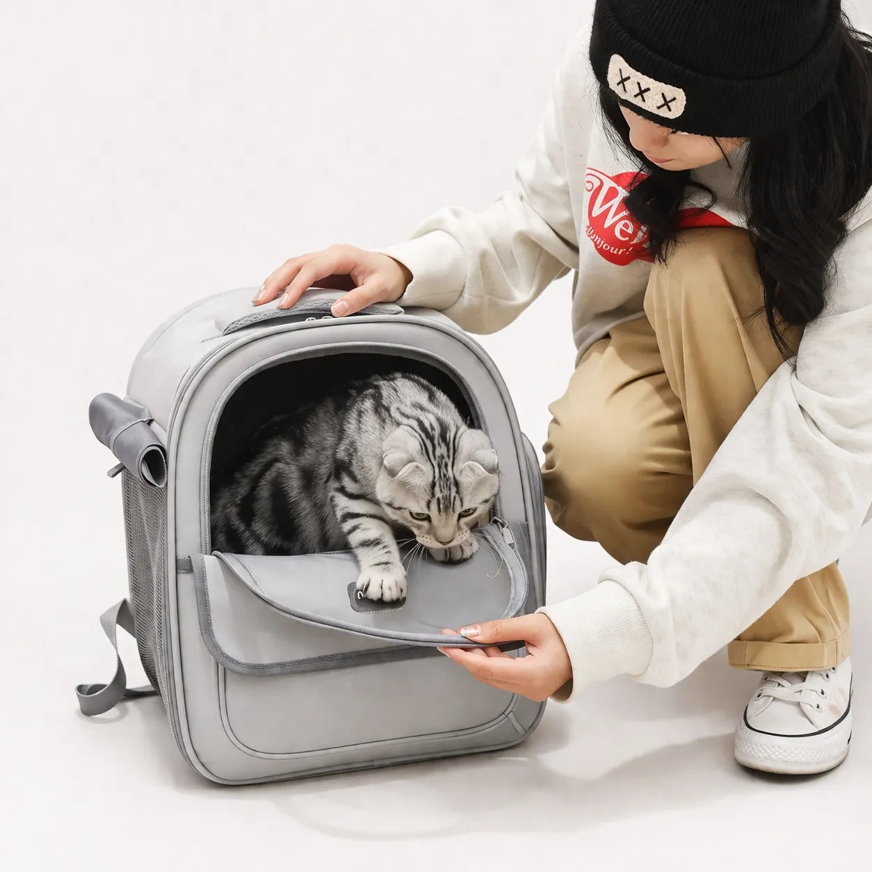 Sac à dos transport chat pliable - Hublot panoramique respirant