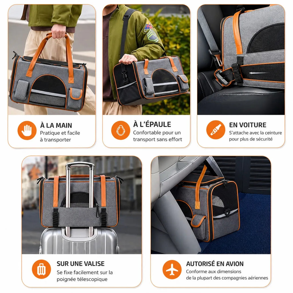 Sac de transport chat anti-affaissement - Oxford premium