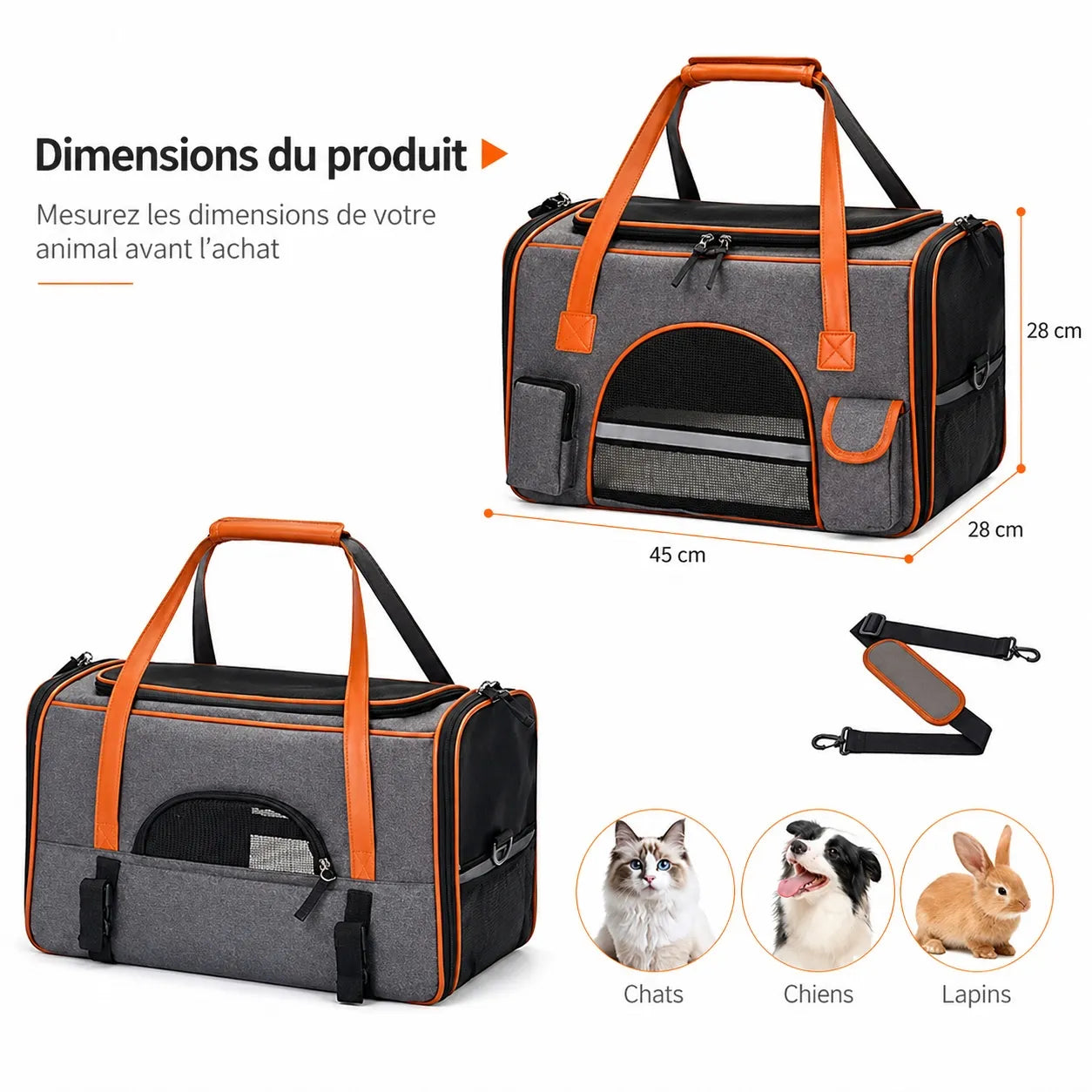 Sac de transport chat anti-affaissement - Oxford premium