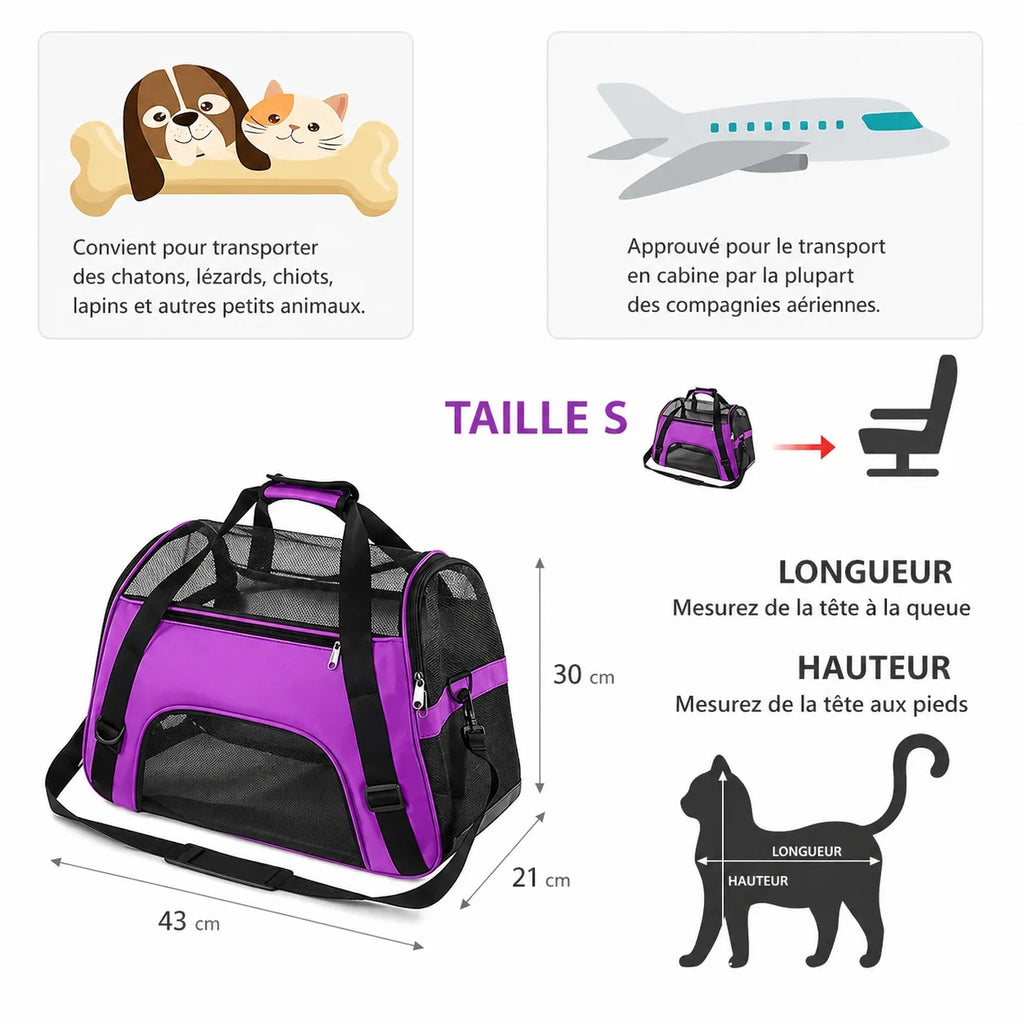 Sac de transport chat respirant - Confort et sécurité