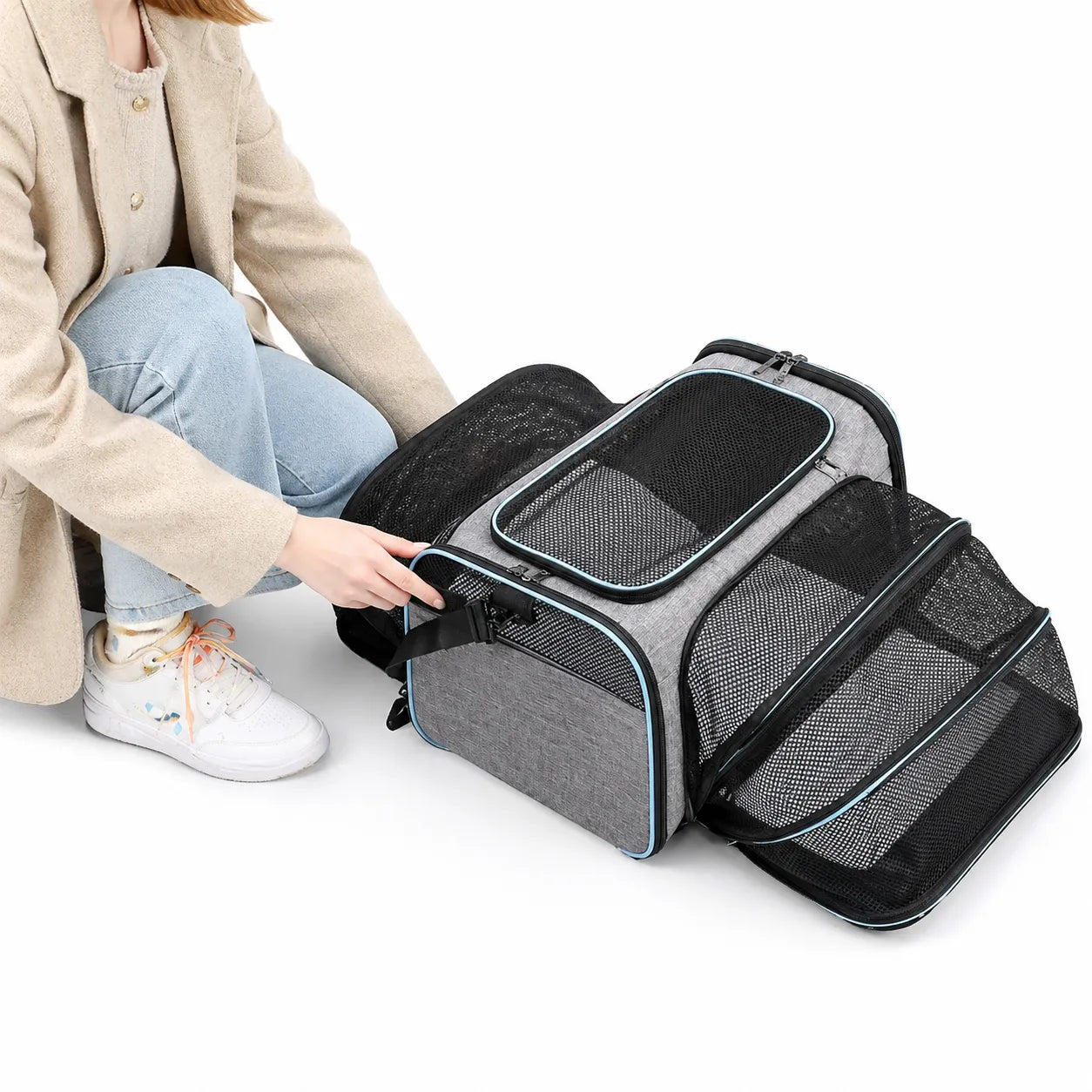 Sac de voyage chat extensible 4 côtés - Pliable respirant