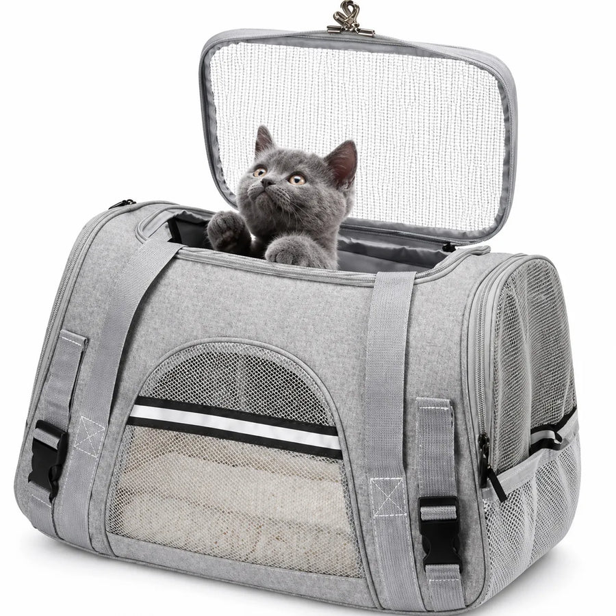 Sac pour transporter chat approuvé avion - 5 fenêtres maille