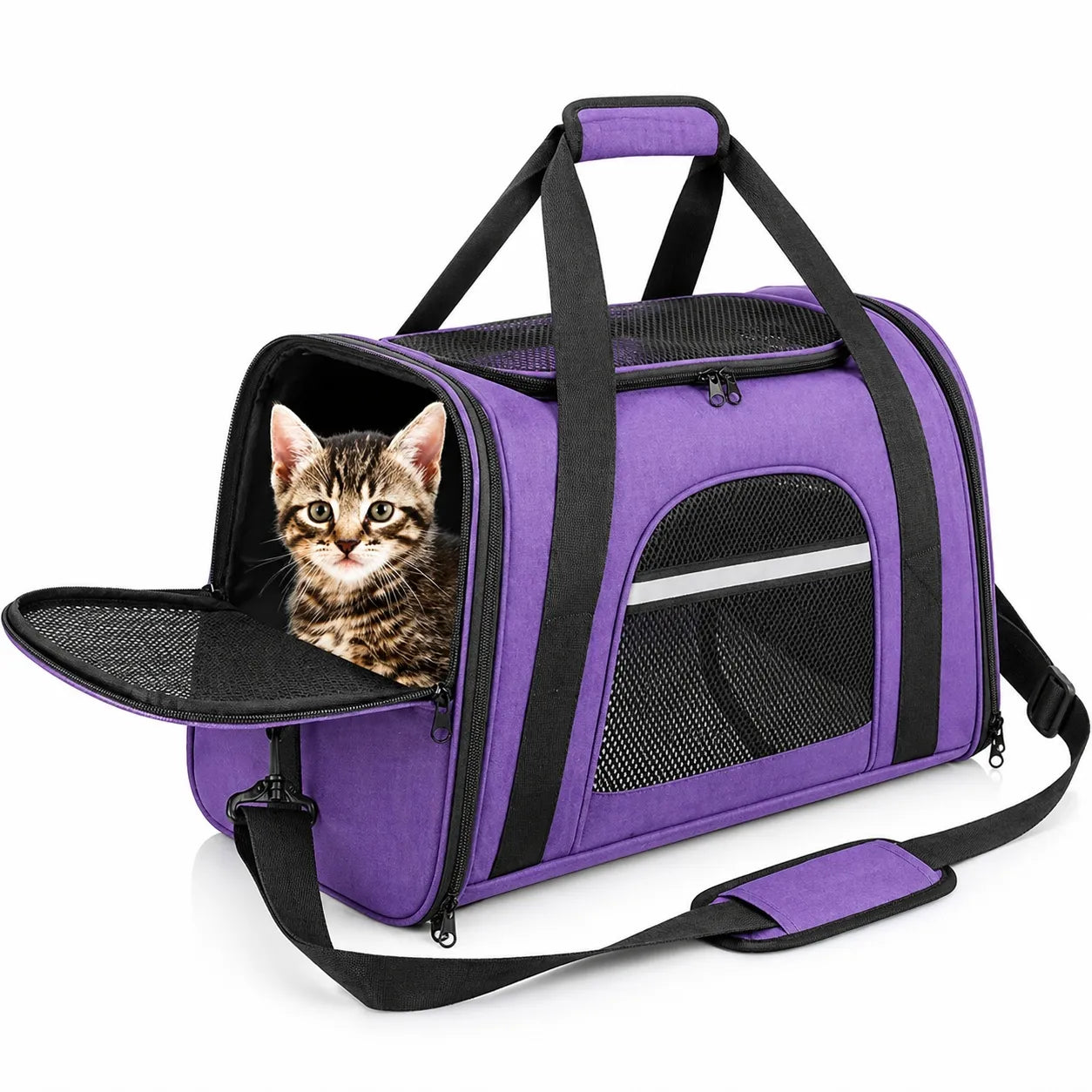 Sac pour transporter chat approuvé avion - 5 fenêtres maille