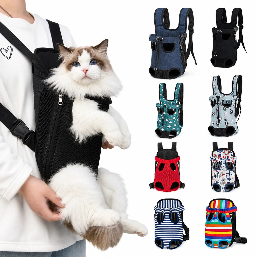 Sac ventral pour chat réglable - Pattes libres toutes tailles