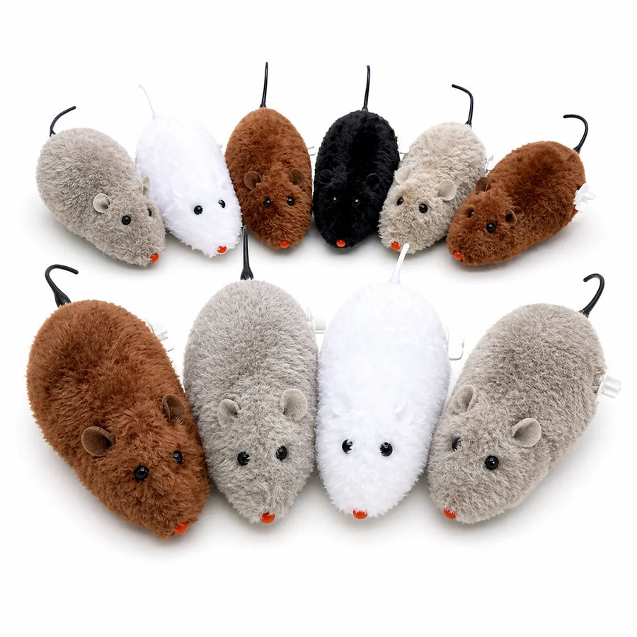 Souris pour chat mécanique à remonter - Jouet peluche durable