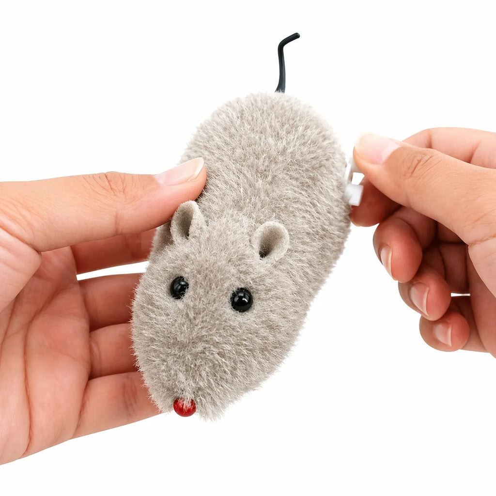 Souris pour chat mécanique à remonter - Jouet peluche durable