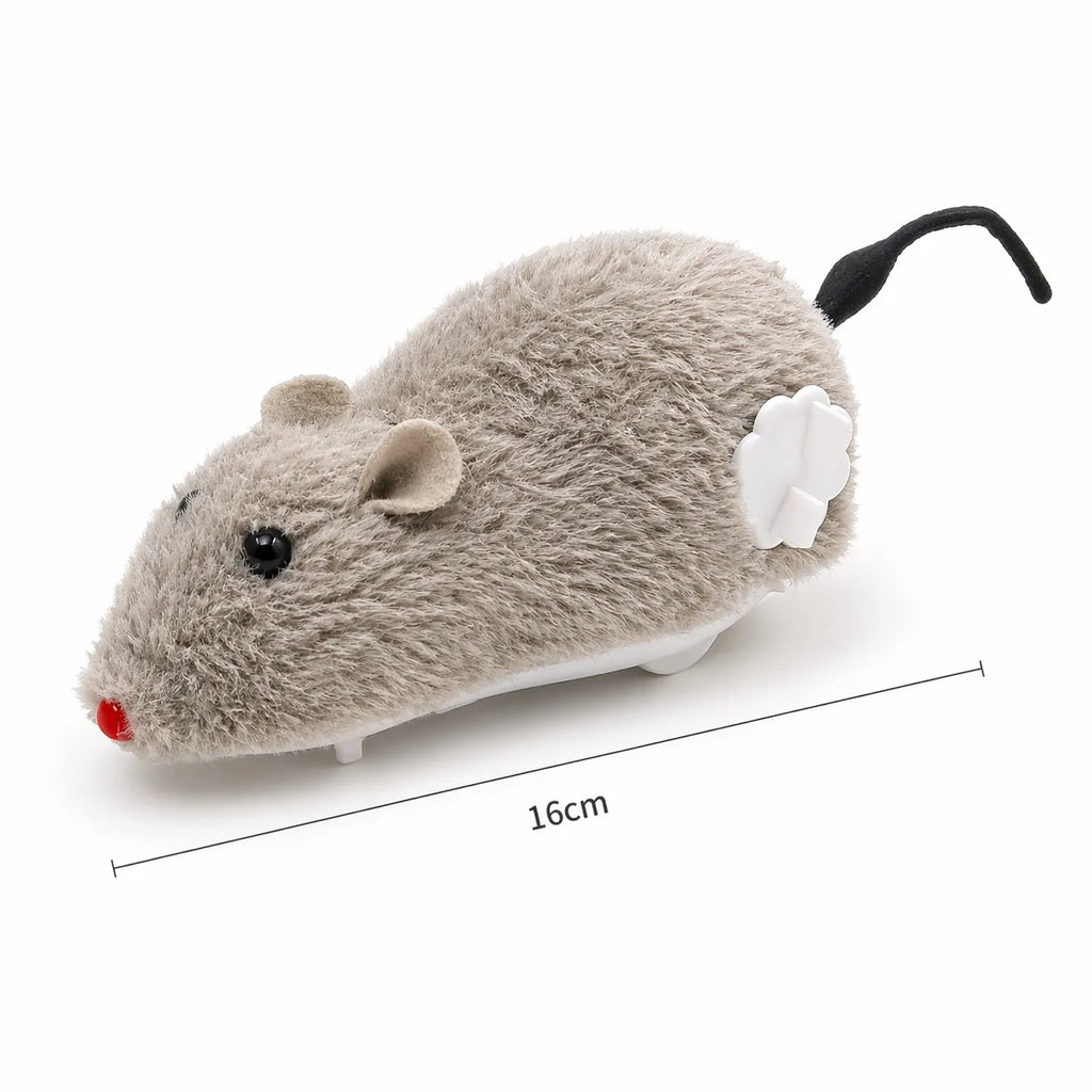 Souris pour chat mécanique à remonter - Jouet peluche durable