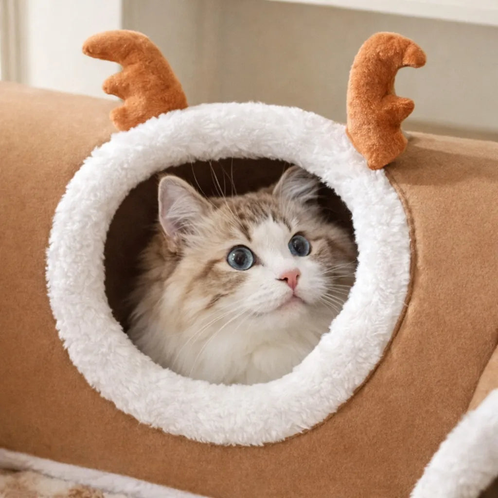 Tunnel à chat 2 en 1 - Jeu repos et stimulation intégrés