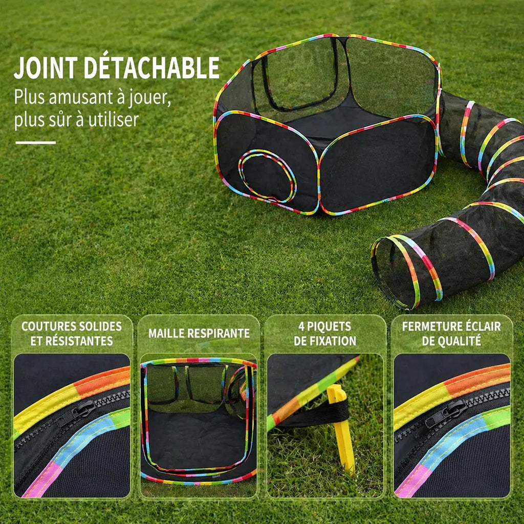Tunnel chat tente modulable - Aire de jeux intérieur extérieur