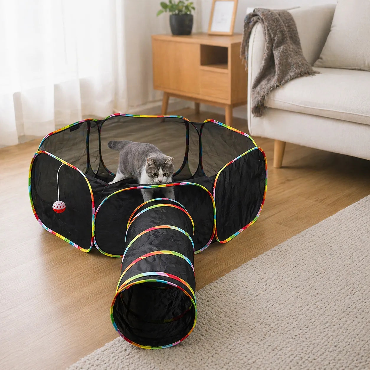 Tunnel chat tente modulable - Aire de jeux intérieur extérieur
