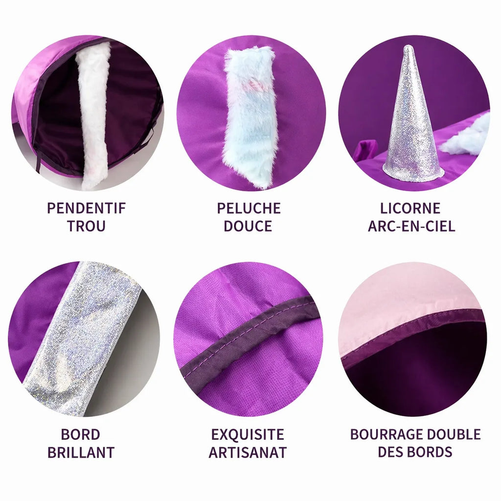 Tunnel pour chat licorne - Jouet pliable 6 entrées grand format