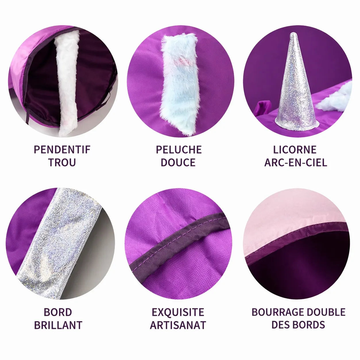 Tunnel pour chat licorne - Jouet pliable 6 entrées grand format