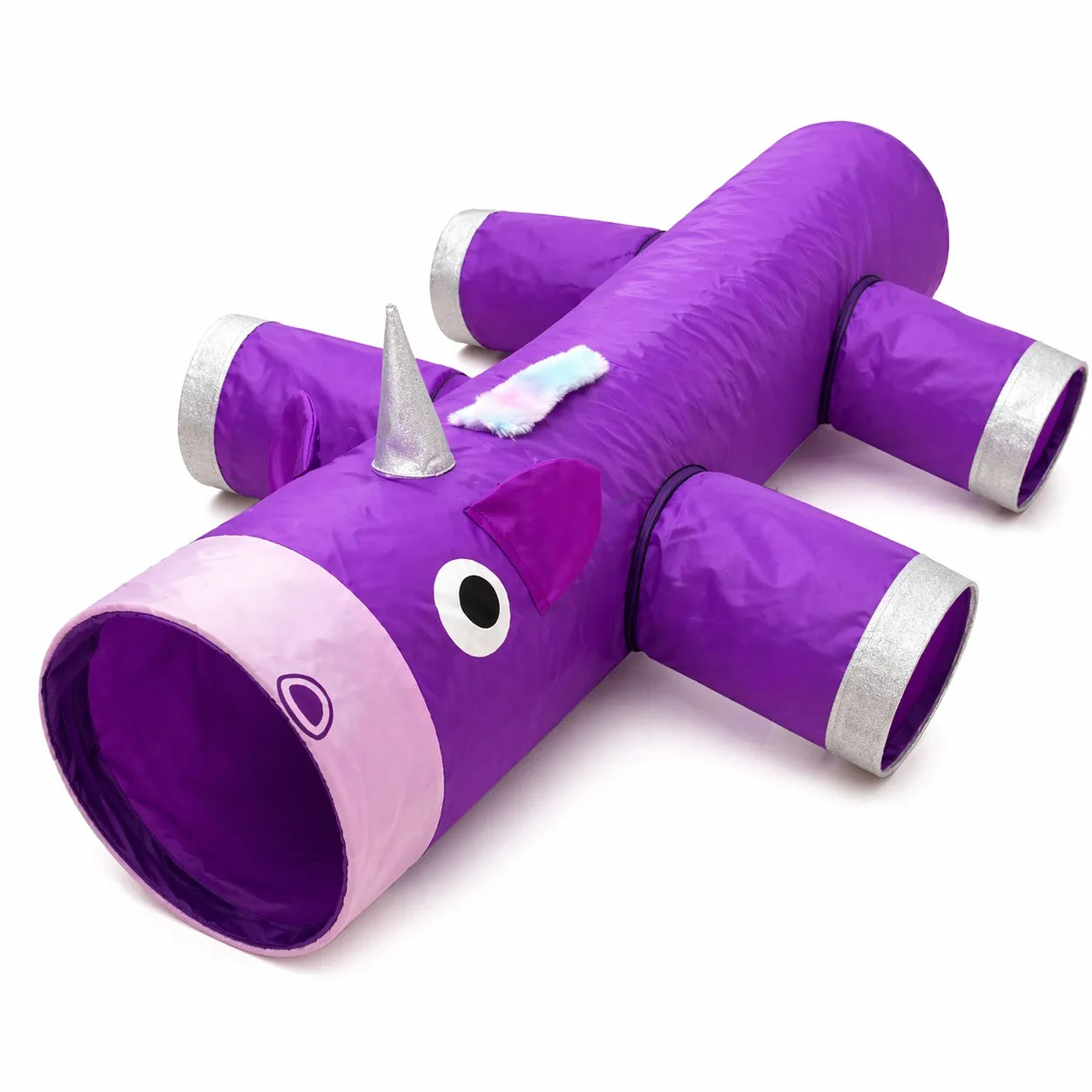 Tunnel pour chat licorne - Jouet pliable 6 entrées grand format