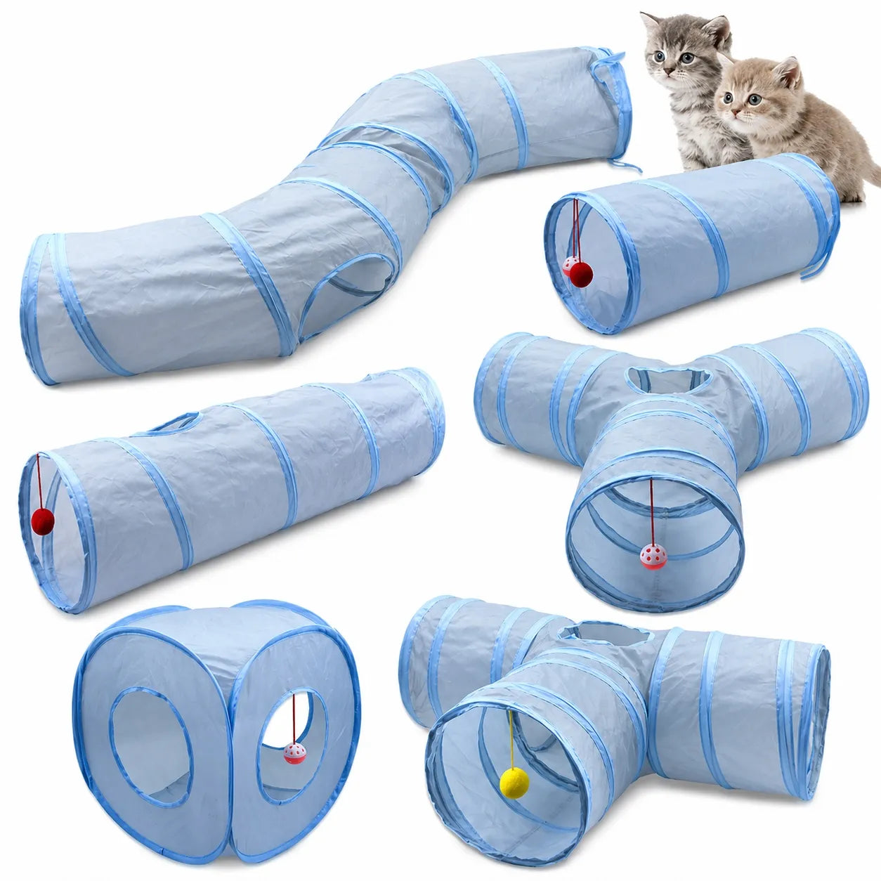 Tunnel pour chat pliable 3 voies - Jouet interactif durable