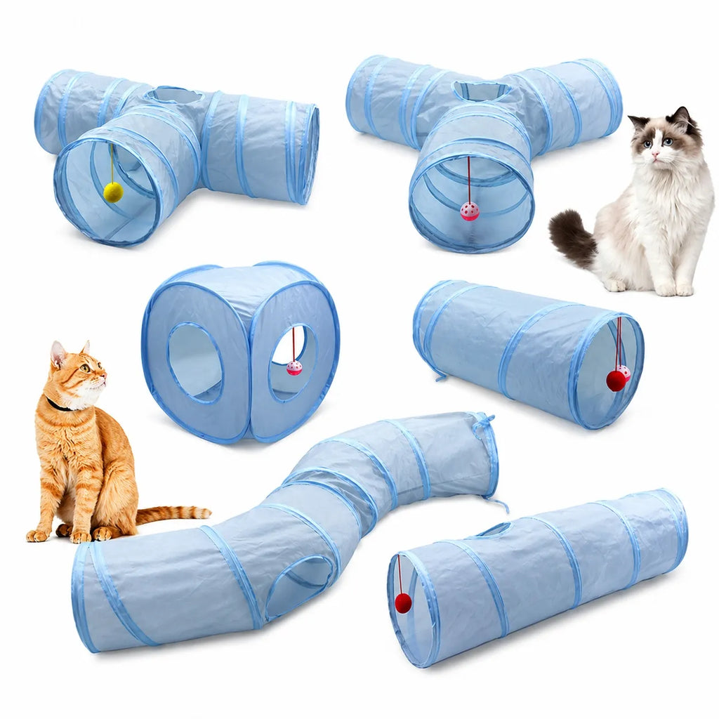 Tunnel pour chat pliable 3 voies - Jouet interactif durable