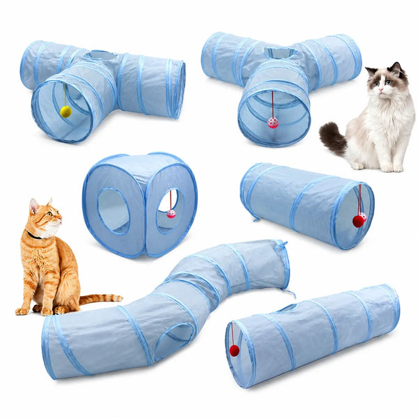 Tunnel pour chat pliable 3 voies - Jouet interactif durable