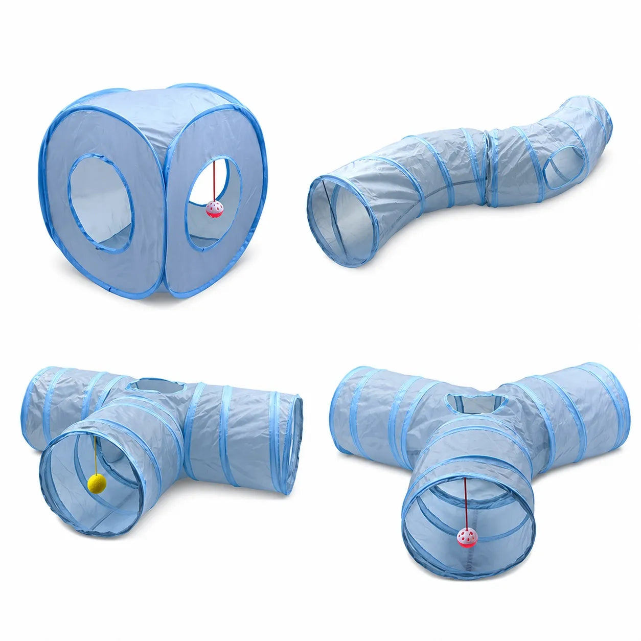 Tunnel pour chat pliable 3 voies - Jouet interactif durable