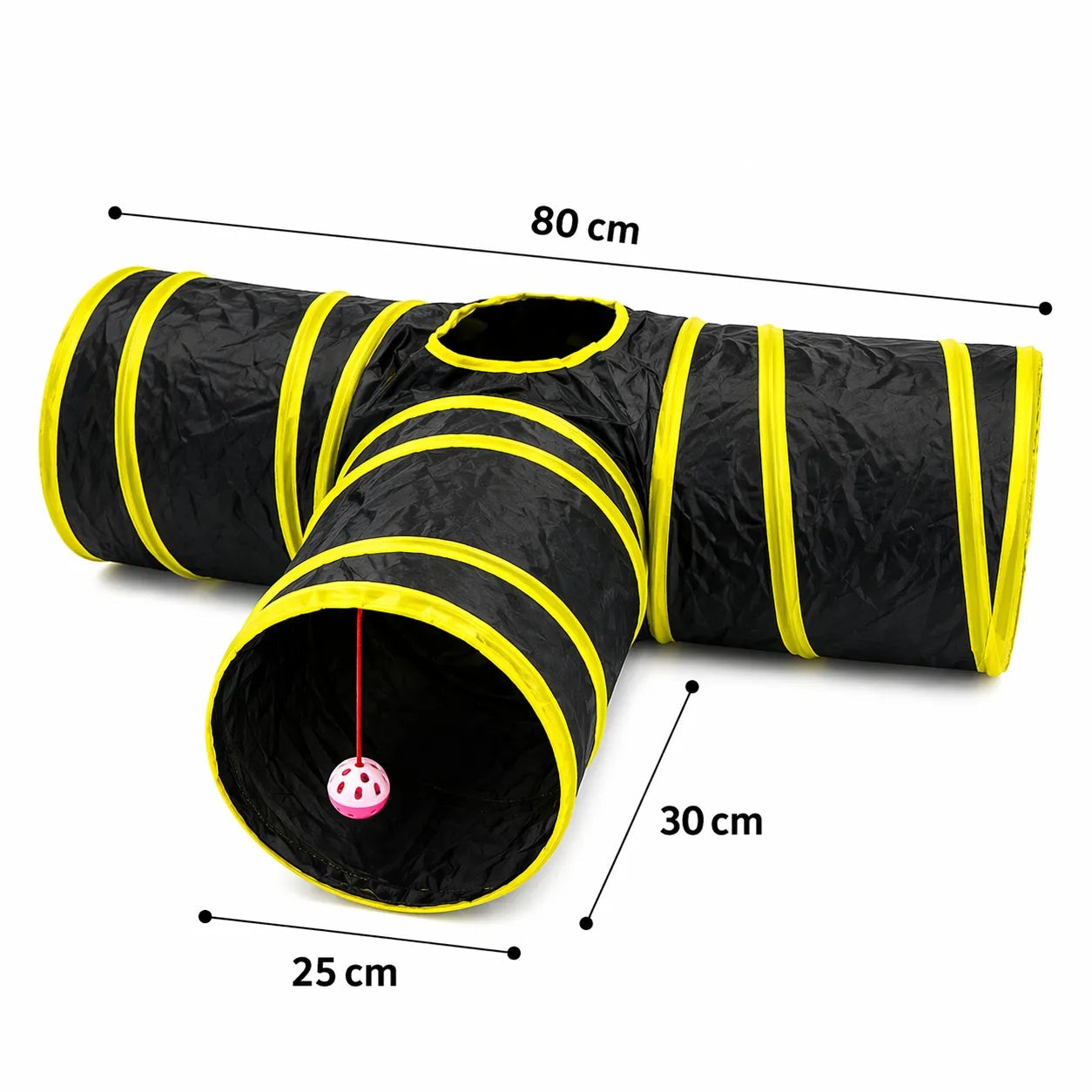 Tunnel pour chat pliable - S, T, Y ou 5 branches balle suspendue